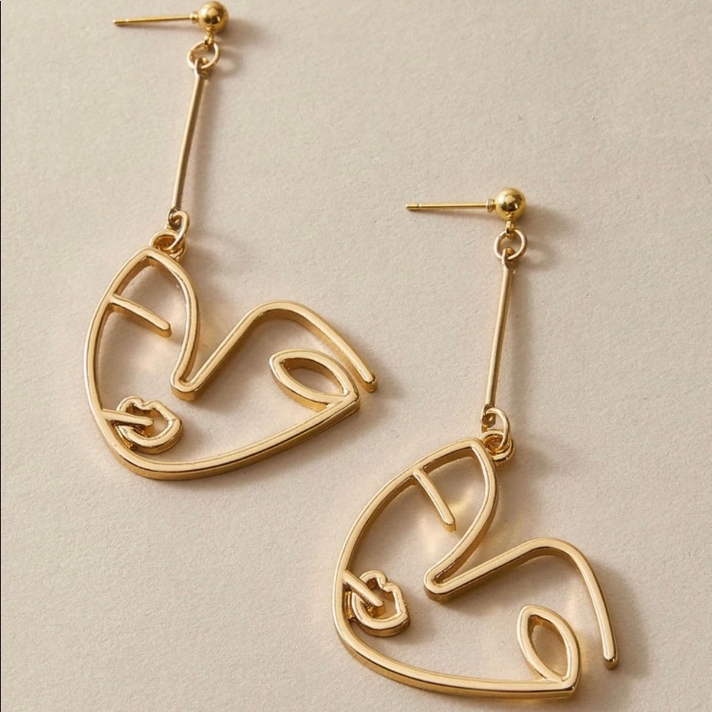 SOLD 💛 Abstract Face Earrings 🌝 - Picture 1 of 3